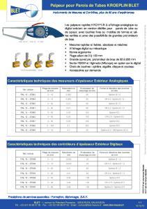 Palpeurs KROEPLIN pour Parois de Tubes
