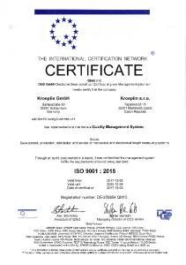 IQNET - Certificat ISO 9001:2015